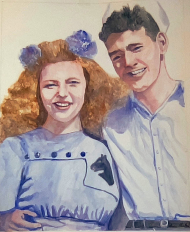 couple photo restored from black and white to color