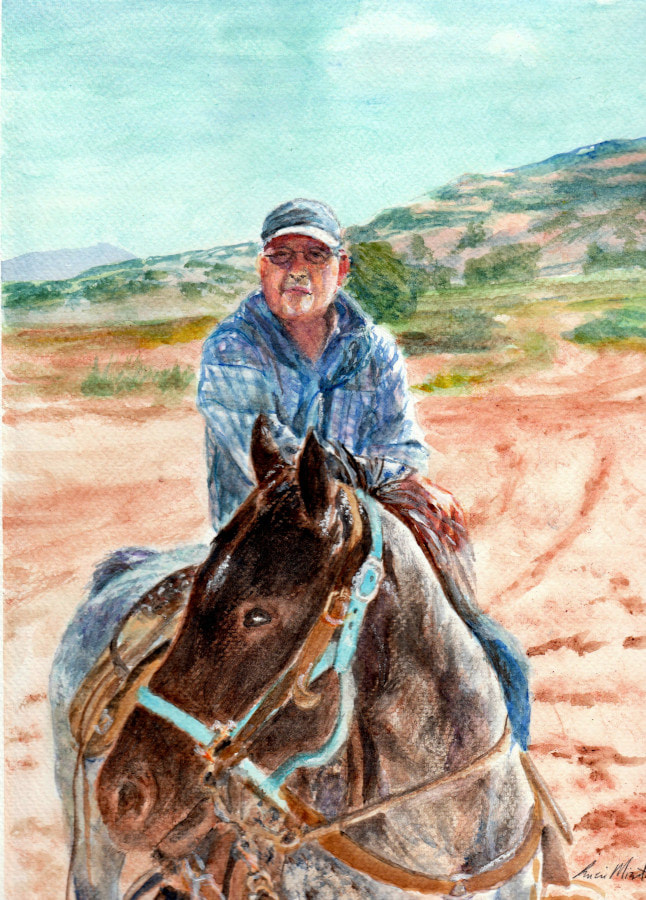 old man riding his horse