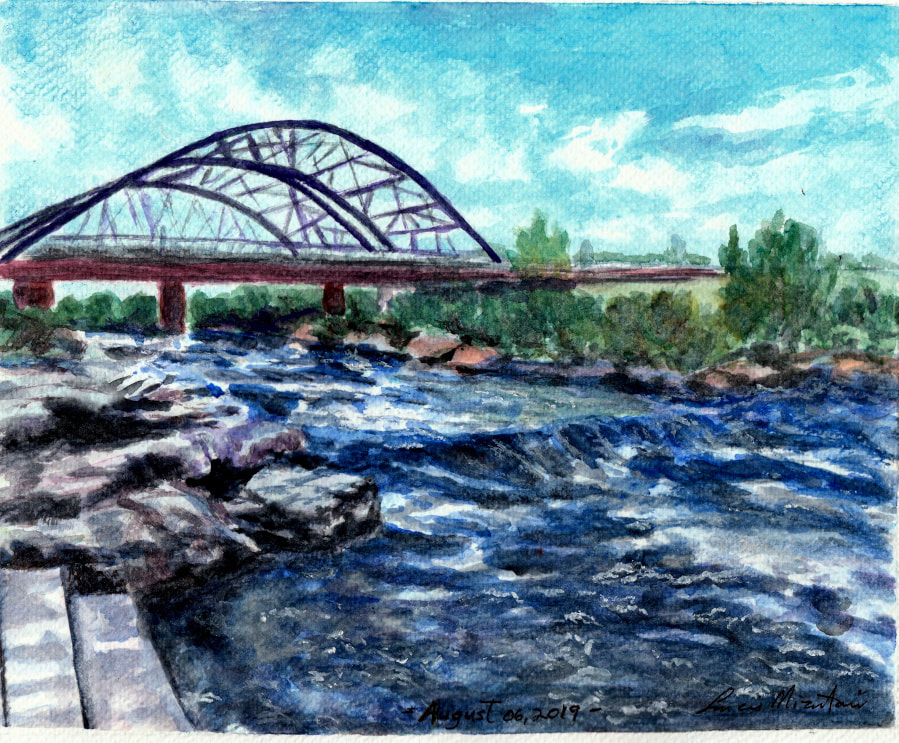 Denver bridge in watercolor