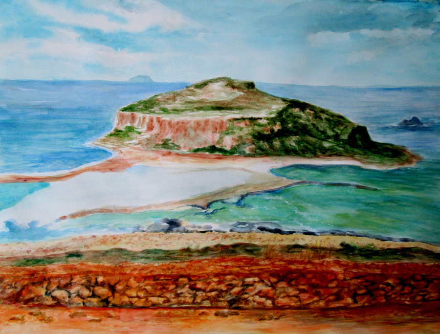 Greek Island watercolor painting