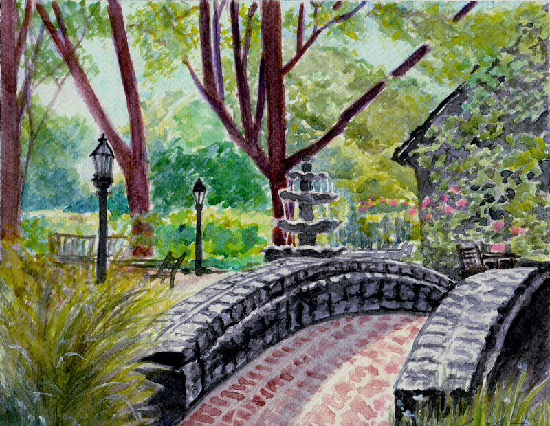 Stone bridge done in watercolor