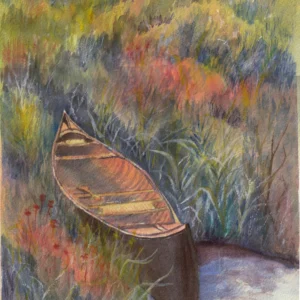 Canoe in the colorful marsh