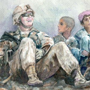 Soldier and kids in war