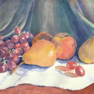 Fruits and drapes still life
